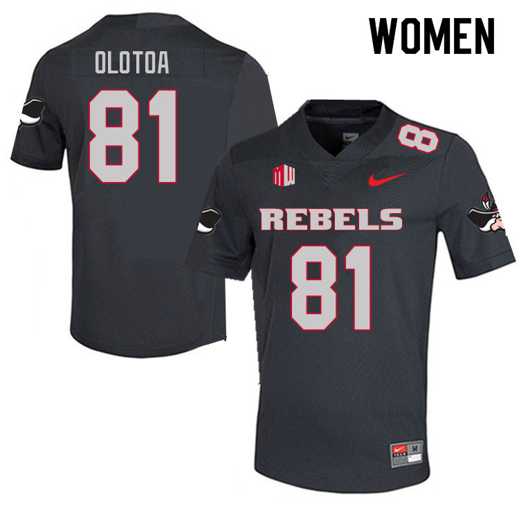 Women #81 Kue Olotoa UNLV Rebels College Football Jerseys Sale-Charcoal - Click Image to Close